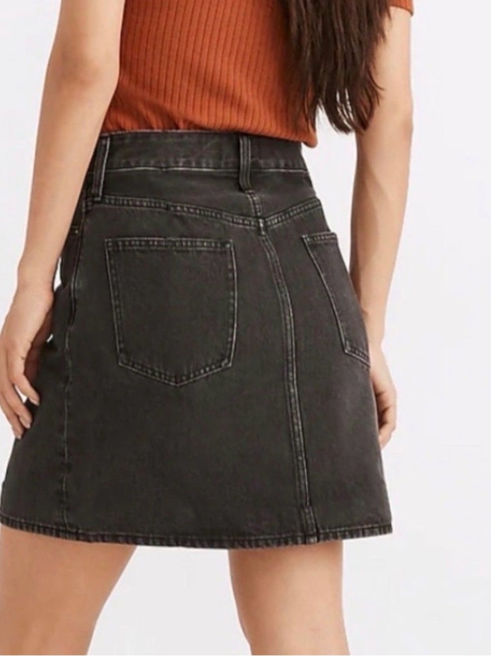Madewell | Rigid A-line Denim Black Skirt